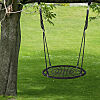 40 Inch spider web swing, for kids & adults hanging from a tree with grassy background.