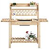 Potting bench with sliding tabletop and removable sink.