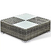 Wicker coffee table with tempered glass top