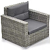 Poly-rattan armchair gray with cushions