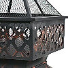 Mesh sides of metal fire pit. 