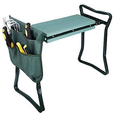 Gardening stool with tool pouch. 
