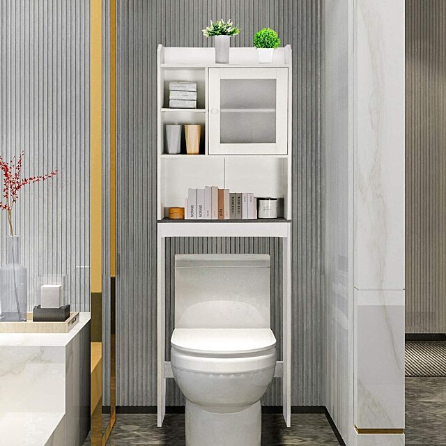 Over the toilet storage cabinet, perfect for small bathrooms. 