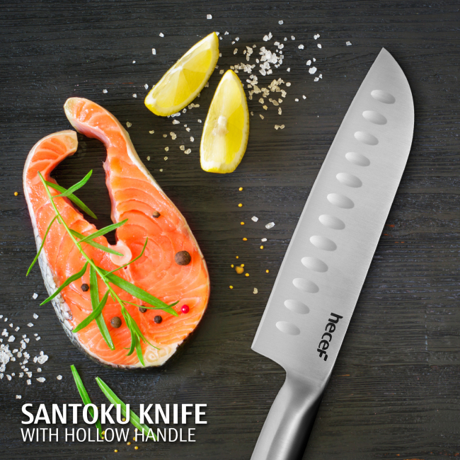 Fish next to the high end kitchen knife. 
