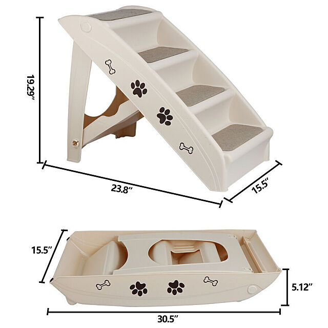 Pet safety steps with dimensions.