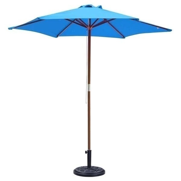 Base with blue umbrella.