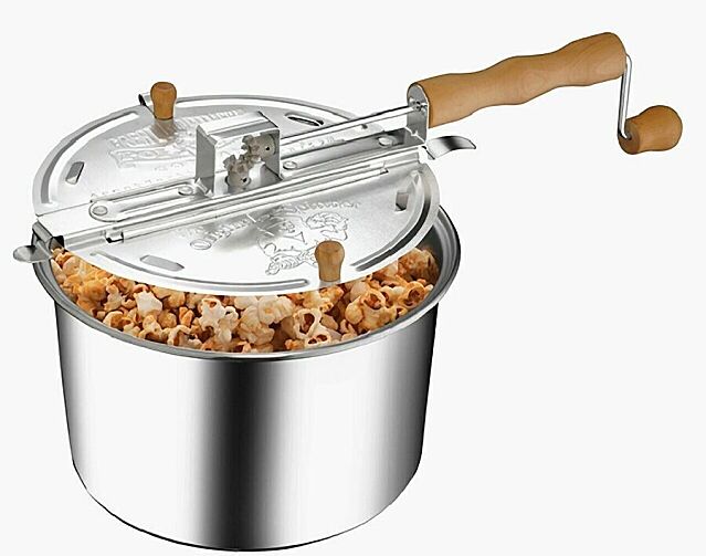 Stovetop popcorn spinner kettle.