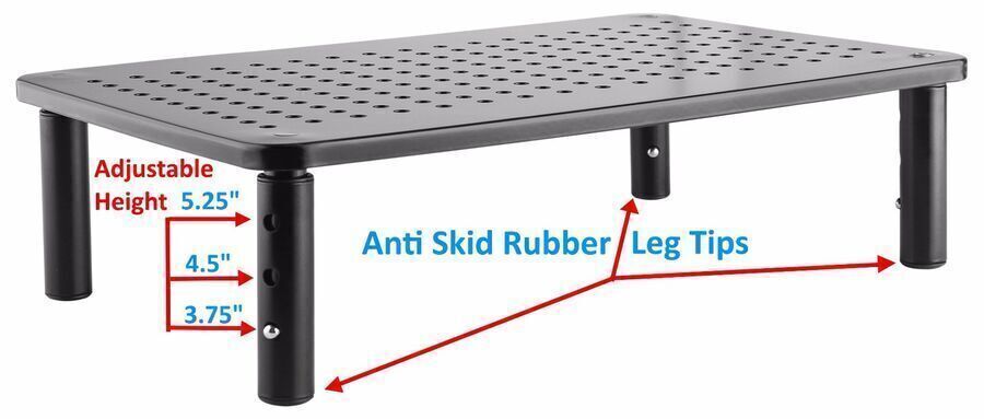 Antiskid feet to protect your desktop and keep the riser in place. 
