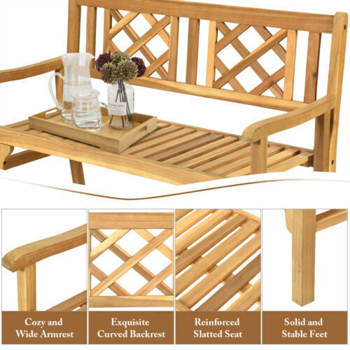 Portable wooden bench for deck, garden, patio, outdoors. 