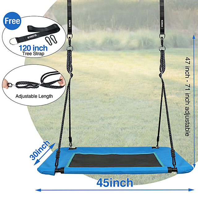 45 Inch platform swing with inset details. 