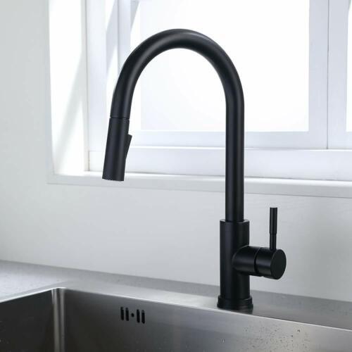 Touch sensor kitchen faucet in Matte Black.