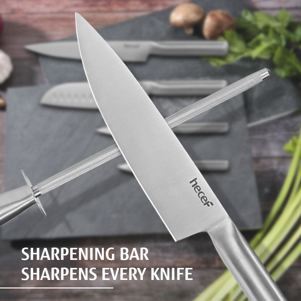 Professionally sharpened blade on stainless steel knife. 