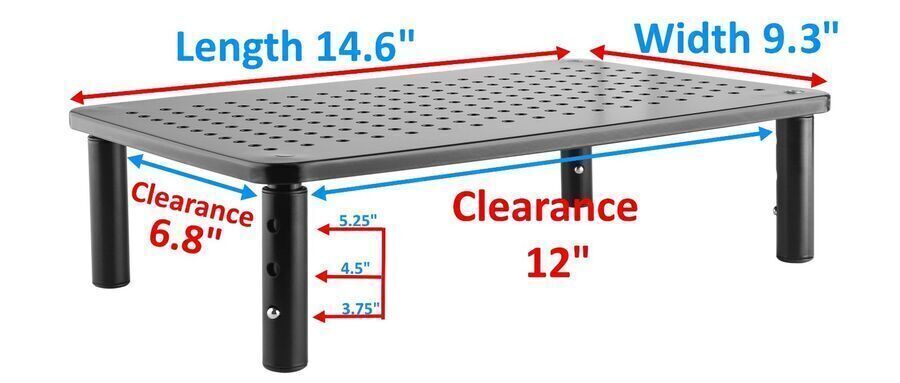 Space saving monitor or laptop riser for desktop home or office. 