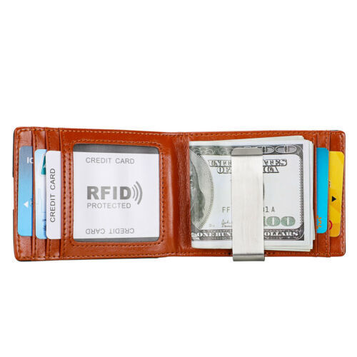 Slim men's wallet with money clip
