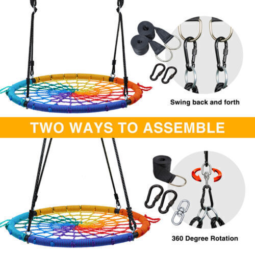 Detail for 2 ways to assemble this round net swing. 