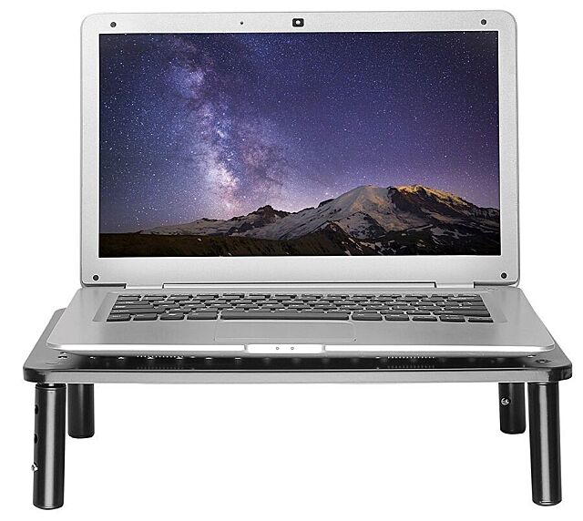 Laptop riser with adjustable height. 